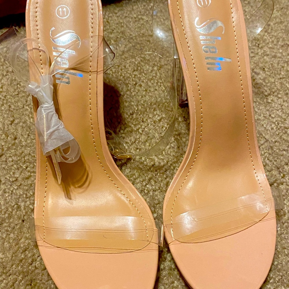 Clear strap and heel shoe